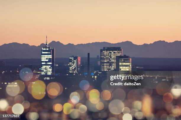 skyline munich, germany - münchen stock-fotos und bilder