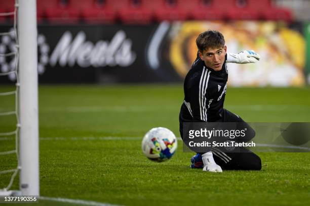 George Marks of Charlotte FC warms up before the MLS game against D.C. United at Audi Field on February 26, 2022 in Washington, DC.