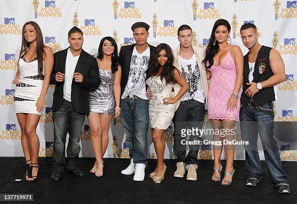 Jersey Shore cast members in the press room at the 2010 MTV Movie Awards at the Gibson Amphitheatre on June 6, 2010 in Universal City, California.