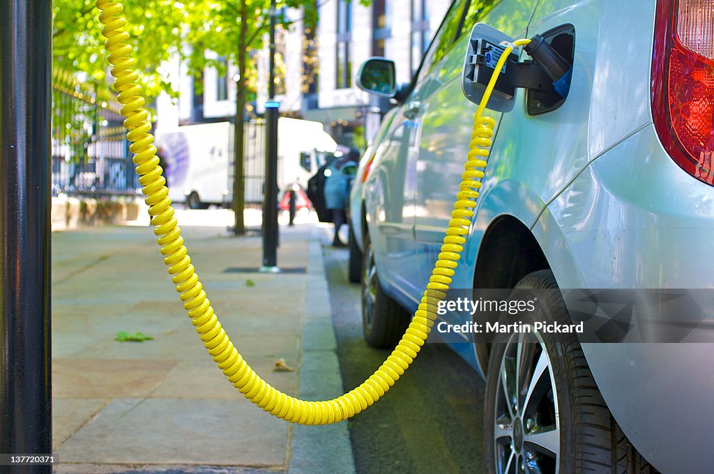 Electric car street charging point