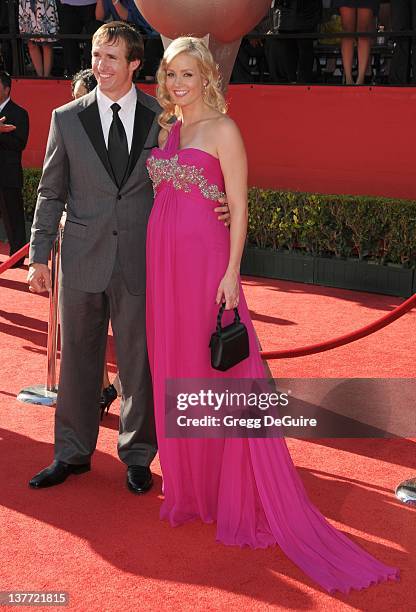 Drew Brees and wife Brittany Brees arrive at the 2010 ESPY Awards at the Nokia Theatre L.A. Live on July 14, 2010 in Los Angeles, California.