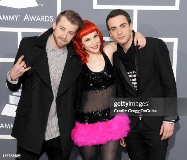 Paramore arrives for the 53rd Annual GRAMMY Awards at the Staples Center, February 13, 2011 in Los Angeles, California.