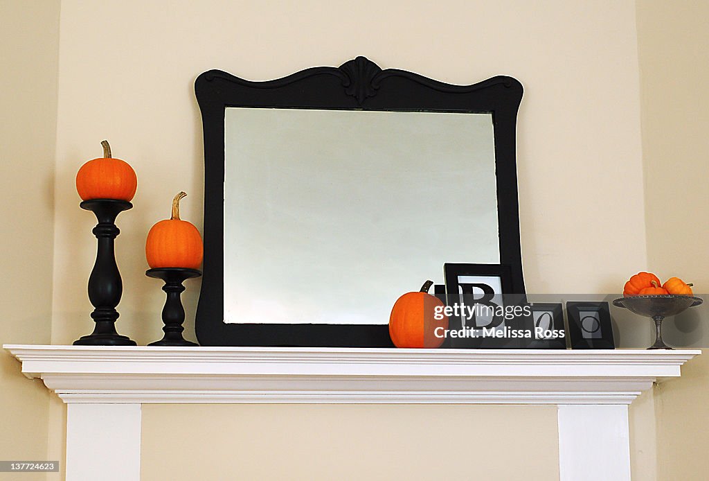 Dining room mantel Halloween style