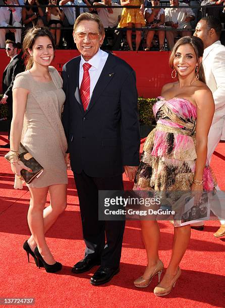 Joe Namath and daughter's Jessica Grace and Olivia Rose arrive at the 2010 ESPY Awards at the Nokia Theatre L.A. Live on July 14, 2010 in Los...