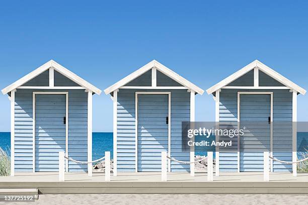 beach huts - beach hut stock pictures, royalty-free photos & images