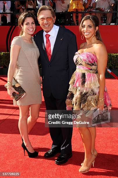 Joe Namath and daughter's Jessica Grace and Olivia Rose arrive at the 2010 ESPY Awards at the Nokia Theatre L.A. Live on July 14, 2010 in Los...