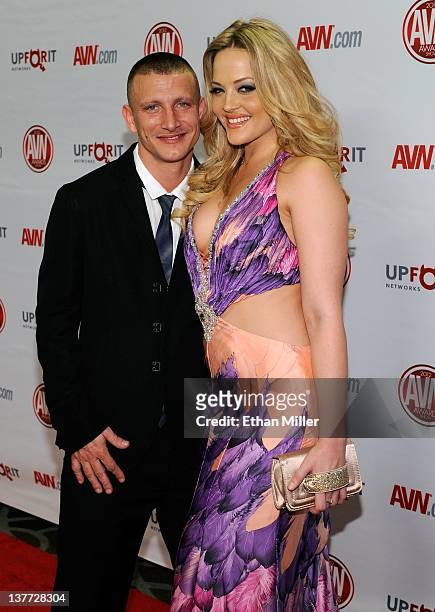 Adult film actor/director Mr. Pete and his wife, adult film actress Alexis Texas, arrive at the 29th annual Adult Video News Awards Show at the Hard...