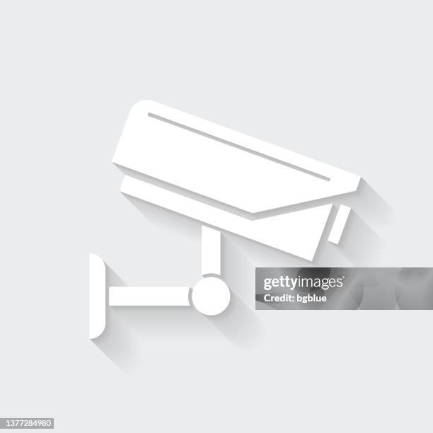 cctv - security camera. icon with long shadow on blank background - flat design - security camera stock illustrations