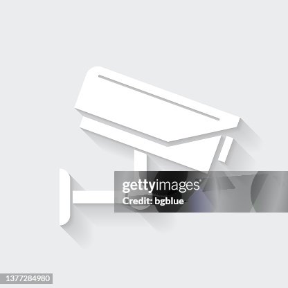 CCTV - Security camera. Icon with long shadow on blank background - Flat Design CCTV - Security camera. Icon with long shadow on blank background - Flat Design