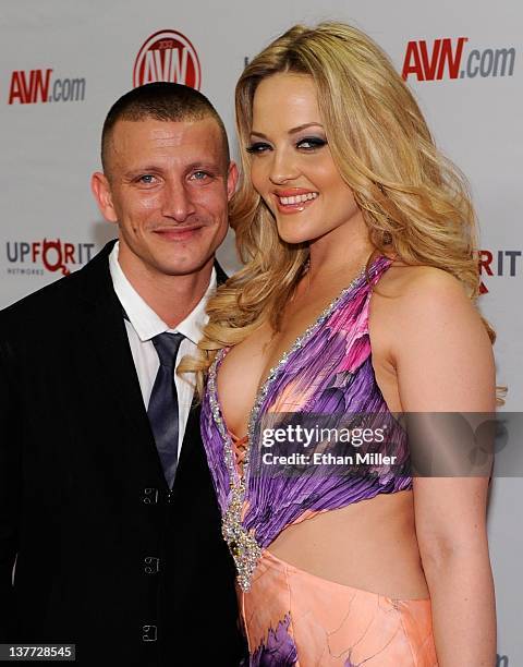 Adult film actor/director Mr. Pete and his wife, adult film actress Alexis Texas, arrive at the 29th annual Adult Video News Awards Show at the Hard...