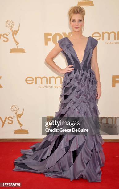 Heather Morris arrive at the Academy of Television Arts & Sciences 63rd Primetime Emmy Awards at Nokia Theatre L.A. Live on September 18, 2011 in Los...