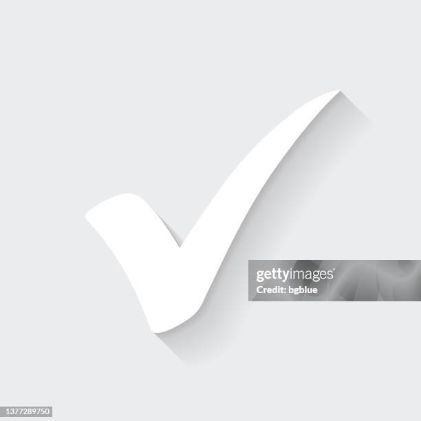 stockillustraties, clipart, cartoons en iconen met check mark. icon with long shadow on blank background - flat design - wit