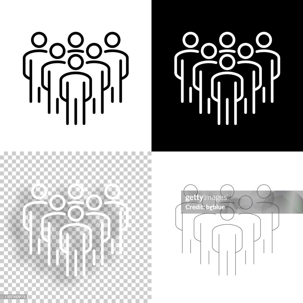 Team. Icon for design. Blank, white and black backgrounds - Line icon