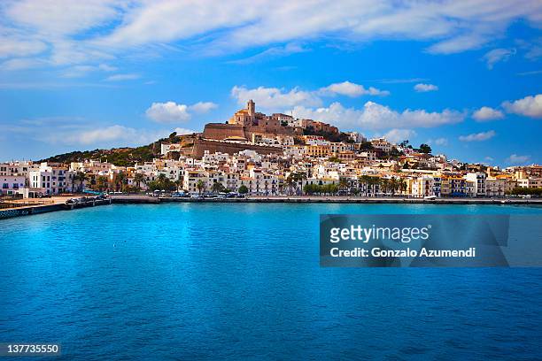panoramic view of the city of ibiza. - ibiza town stock pictures, royalty-free photos & images