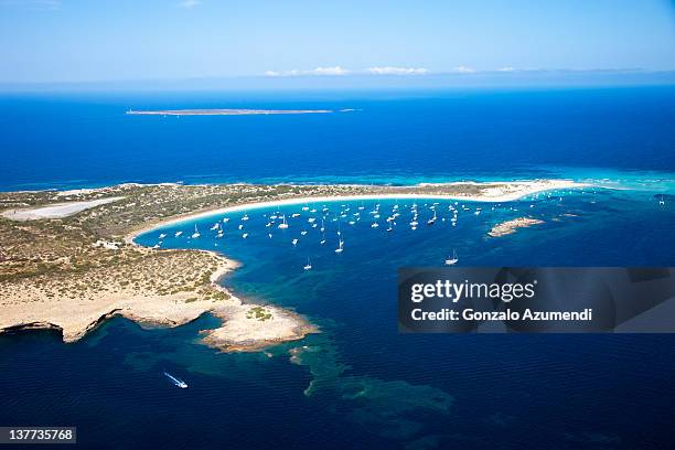 aerial view. - formentera foto e immagini stock