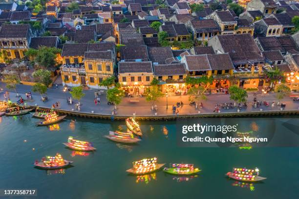 hoi an aerial view - hoi an vietnam stock-fotos und bilder