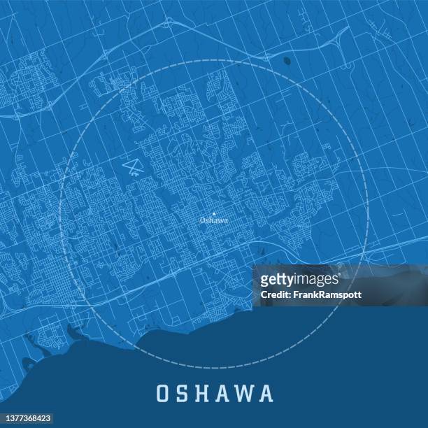 ilustrações de stock, clip art, desenhos animados e ícones de oshawa on city vector road map blue text - lake ontario