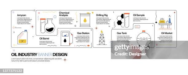 oil industry concept, line style vector illustration - borehole stock illustrations