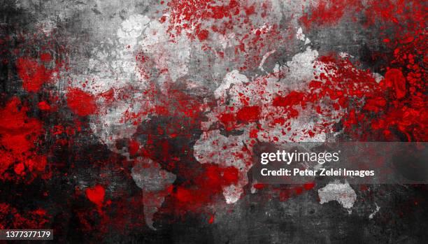 blood spilled all over the world - murder foto e immagini stock