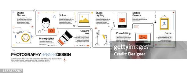 photography concept, line style vector illustration - light meter stock illustrations