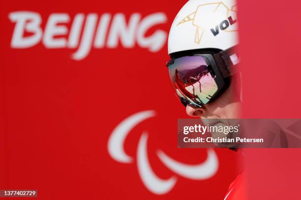 Marie Bochet of Team France prepares to compete in a training session for the Women's Downhill Standing ahead of the Beijing 2022 Winter Paralympics...