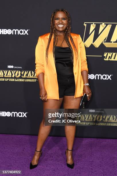 Deborah Joy Winans attends the premiere of HBO's "Winning Time: The Rise Of The Lakers Dynasty" at The Theatre at Ace Hotel on March 02, 2022 in Los...