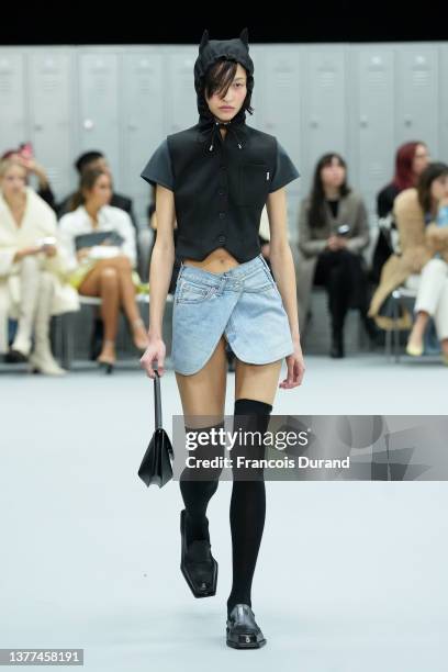 Model walks the runway during the Coperni Womenswear Fall/Winter 2022-2023 show as part of Paris Fashion Week on March 03, 2022 in Paris, France.