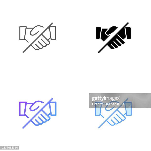 bildbanksillustrationer, clip art samt tecknat material och ikoner med avoiding handshake icon design in four style with editable stroke. line, solid, flat line and color gradient line. suitable for web page, mobile app, ui, ux and gui design. - corona warn app