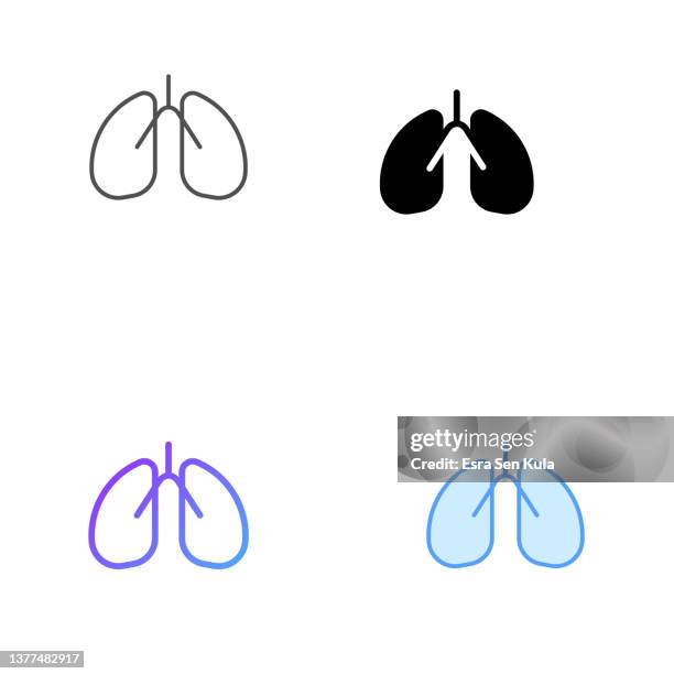 lungs icon design in four style with editable stroke. line, solid, flat line and color gradient line. suitable for web page, mobile app, ui, ux and gui design. - bronchitis stock illustrations