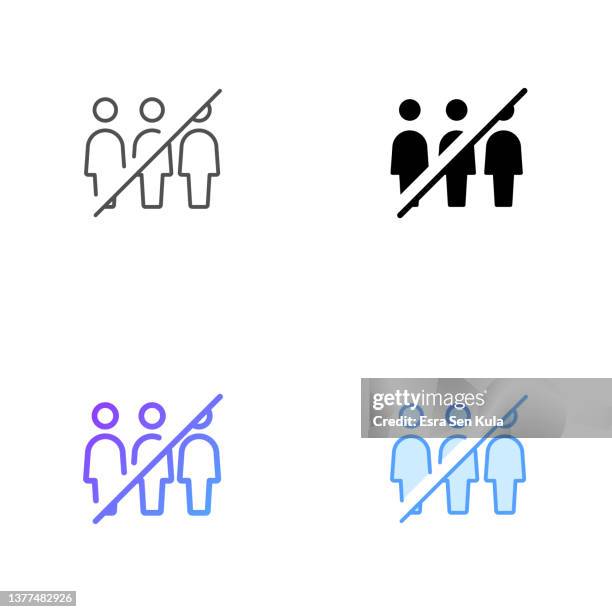 social distance icon design im vier-stil mit editierbarer kontur. linie, durchgezogene linie, flache linie und farbverlaufslinie. geeignet für webseiten-, mobile app-, ui-, ux- und gui-design. - corona warn app stock-grafiken, -clipart, -cartoons und -symbole