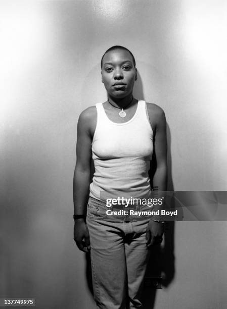 Singer Meshell Ndegeocello poses for a photo after her performance at the Park West Theater in Chicago, Illinois in 1994.