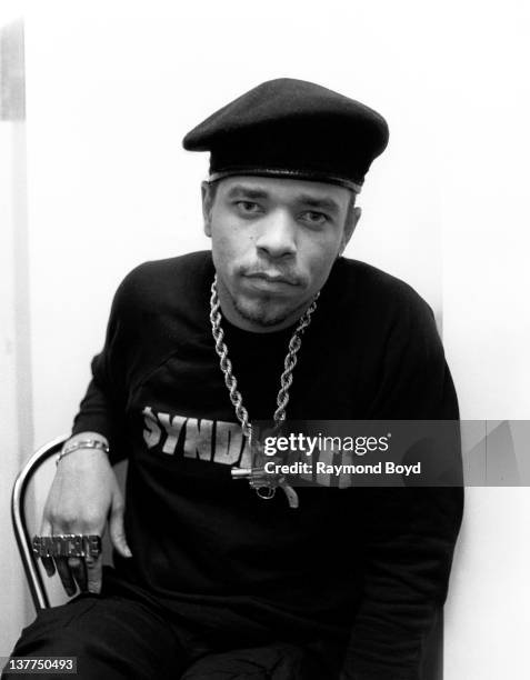 Rapper and actor Ice-T poses for a photo after his performance at the Regal Theater in Chicago, Illinois in 1988.