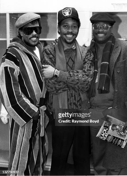 Singers Charlie, the late Robert, and Ronnie Wilson of the funk group The Gap Band poses for a photo after their performance at the U.I.C. Pavilion...