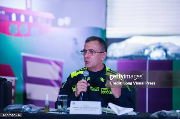 General of Colombia's police Jorge Luis Vargas participates during the inauguration ceremony of the Week of Citizen Security 'Semana de Seguridad...