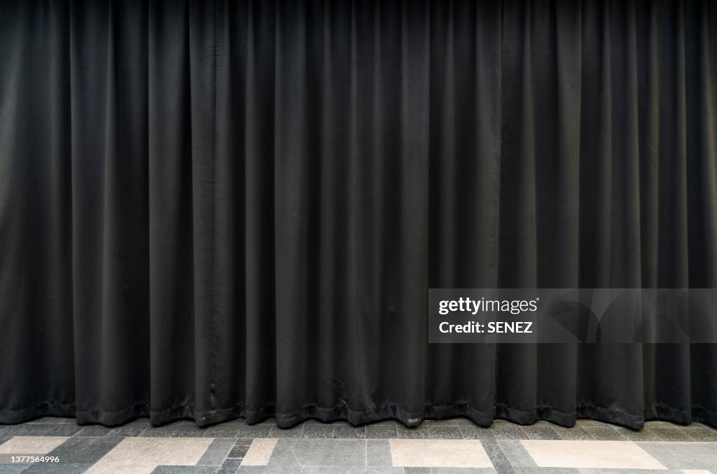 Closed Black Stage Curtain