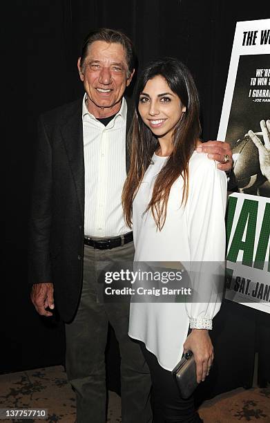 Joe Namath with his daughter Jessica Namath attends the premiere of "Namath" at the HBO Theater on January 25, 2012 in New York City.