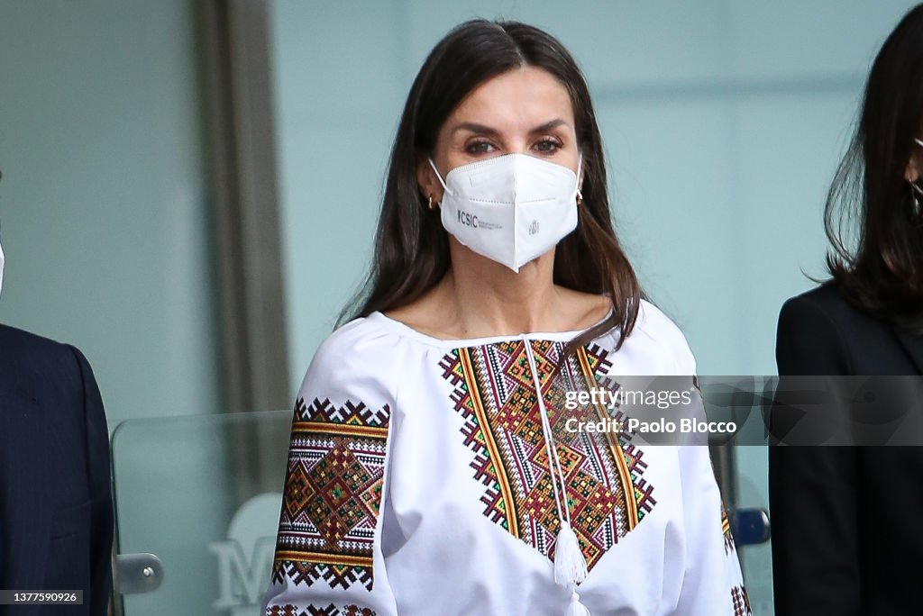 Queen Letizia Of Spain Arrives At Mutua Madileña's Auditorium