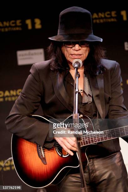 Musician Rodriguez performs at the BMI Showcase/Snowball during the 2012 Sundance Film Festival held at Sundance House on January 25, 2012 in Park...
