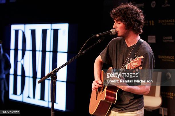 Musician Zack Heckendorf performs at the BMI Showcase/Snowball during the 2012 Sundance Film Festival held at Sundance House on January 25, 2012 in...