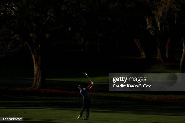 Jonathan Byrd of the United States plays a shot on the third hole during the first round of the Arnold Palmer Invitational presented by Mastercard at...