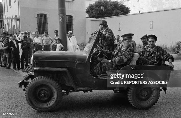 National Liberation Front- ALN -National Liberation Army- troops of Wilayah 4 marching on Algiers in September 1962 in Algeria.