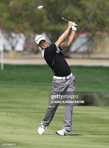 Martin Kaymer of Germany kick-starts his season at the first round of the Abu Dhabi Golf Championship on January 26, 2012 in the Gulf Emirate. The...