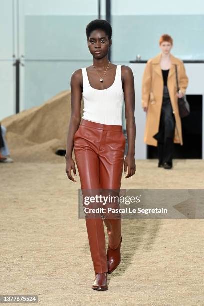 Model walks the runway during the Chloe Womenswear Fall/Winter 2022-2023 show as part of Paris Fashion Week on March 03, 2022 in Paris, France.