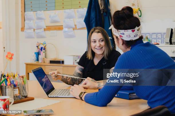 women in a meeting - femalefocuscollection stock-fotos und bilder