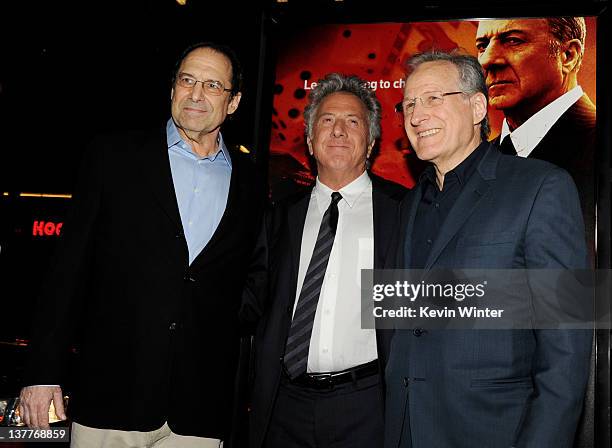 Writer/creator/executive producer David Milch, actor/producer Dustin Hoffman and executive producer/director Michael Mann arrive at the premiere of...