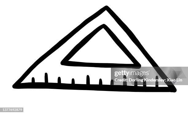 triangle ruler illustration - set square stock illustrations