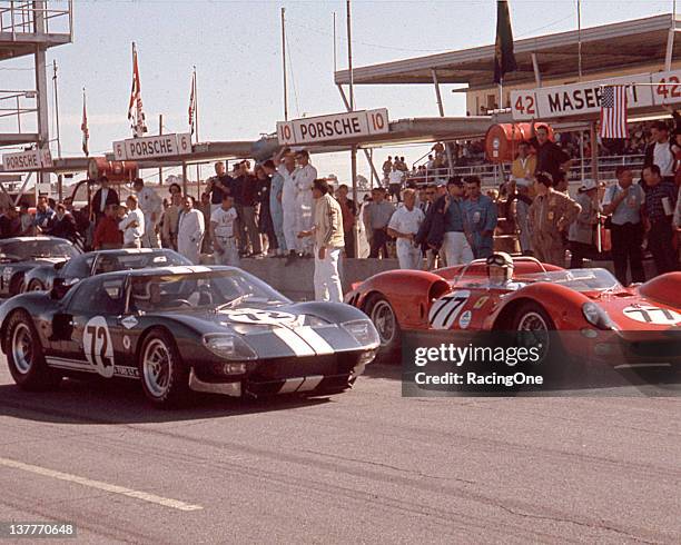 February 28, 1965: Just before the start of the Daytona Continental at Daytona International Speedway, John Surtees, fast qualifier for the race in a...