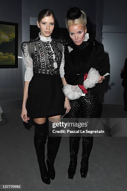 Elena Perminova and Daphne Guinness attend the Chanel Haute-Couture Spring / Summer 2012 Show as part of Paris Fashion Week at Grand Palais on...