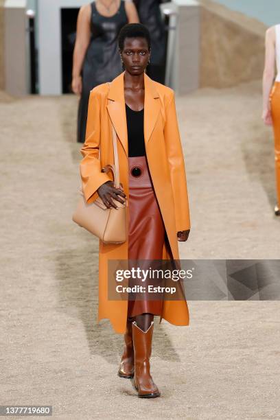 Model walks the runway during the Chloe Womenswear Fall/Winter 2022-2023 show as part of Paris Fashion Week on March 3, 2022 in Paris, France.