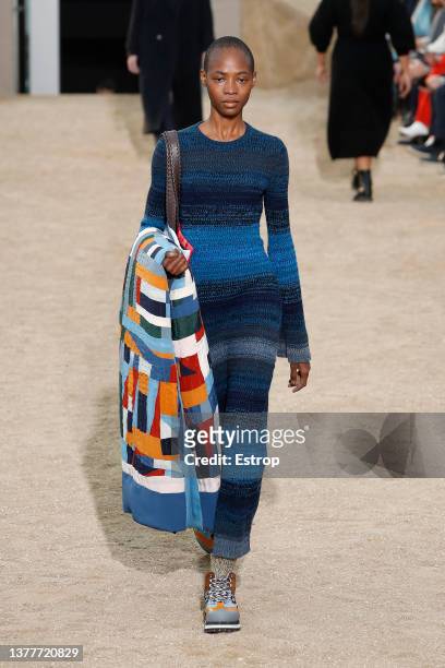 Model walks the runway during the Chloe Womenswear Fall/Winter 2022-2023 show as part of Paris Fashion Week on March 3, 2022 in Paris, France.